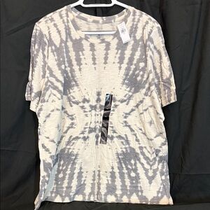 Banana Republic Factory Gray and White Tie-Dye Short Sleeve Tee